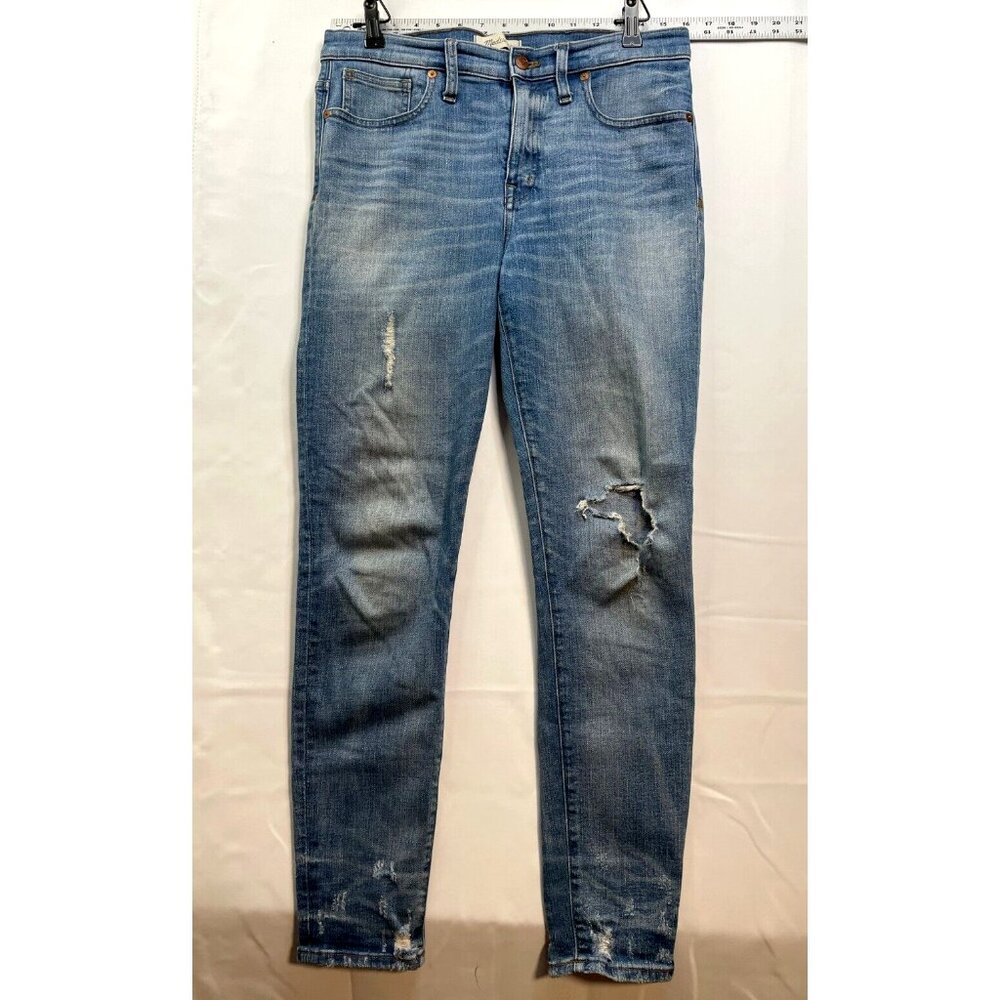 Madewell jeans womens 29 9" high rise skinny 32 x 29 distressed blue - Picture 1 of 10